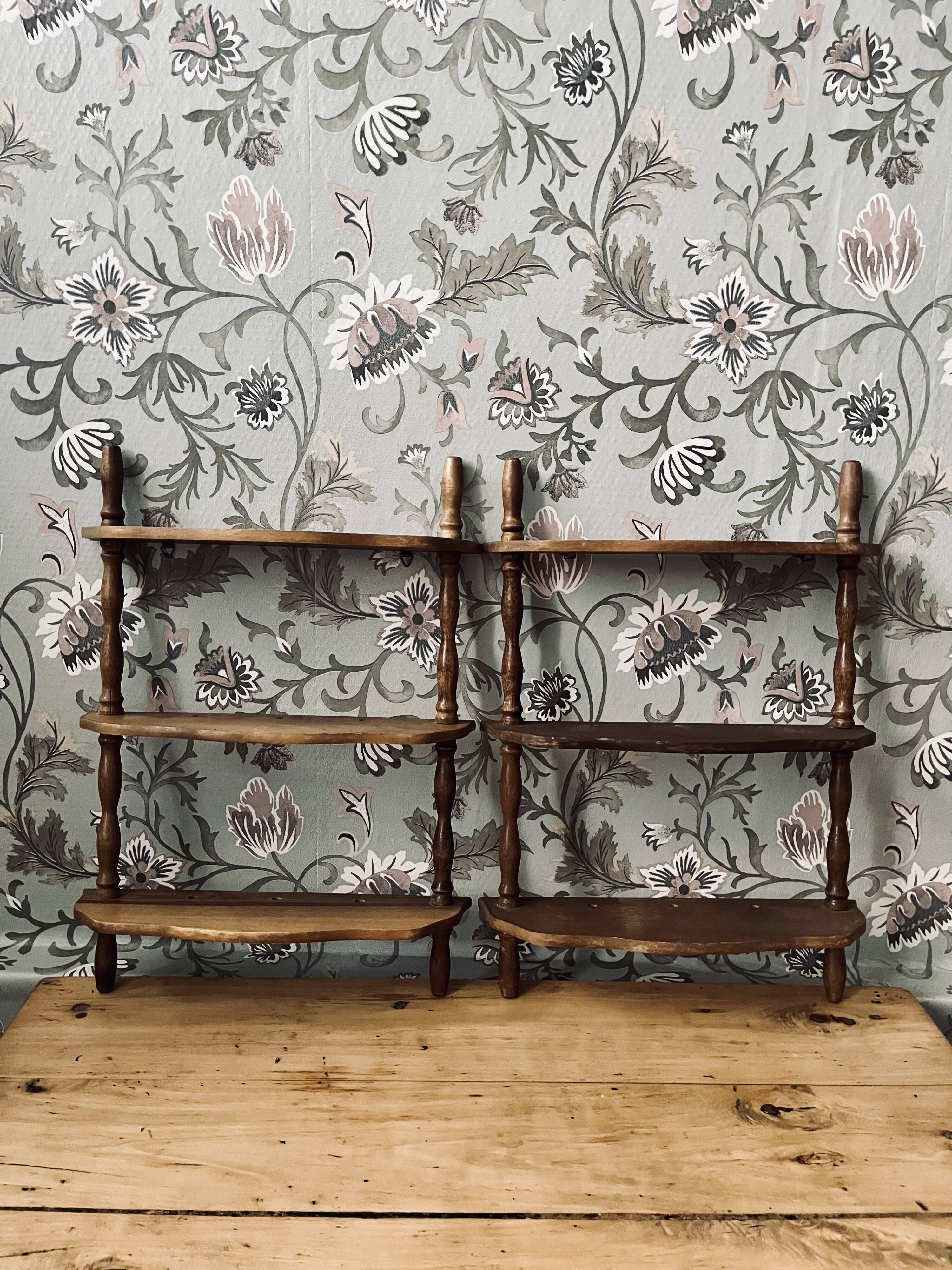 Pair of antique wooden shelves