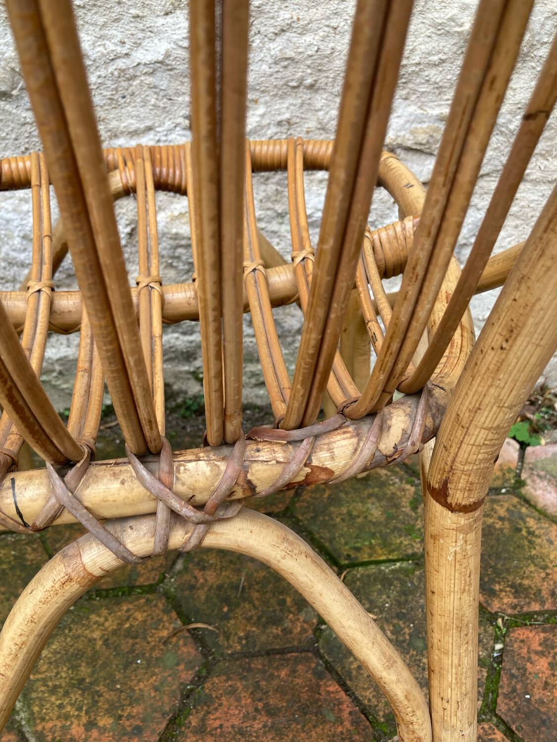 Lot de 10 chaises en rotin vintage