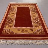Old Turkish Milas Rug 200x142 cm vintage carpet Ushak Region Beige Rust Medium
