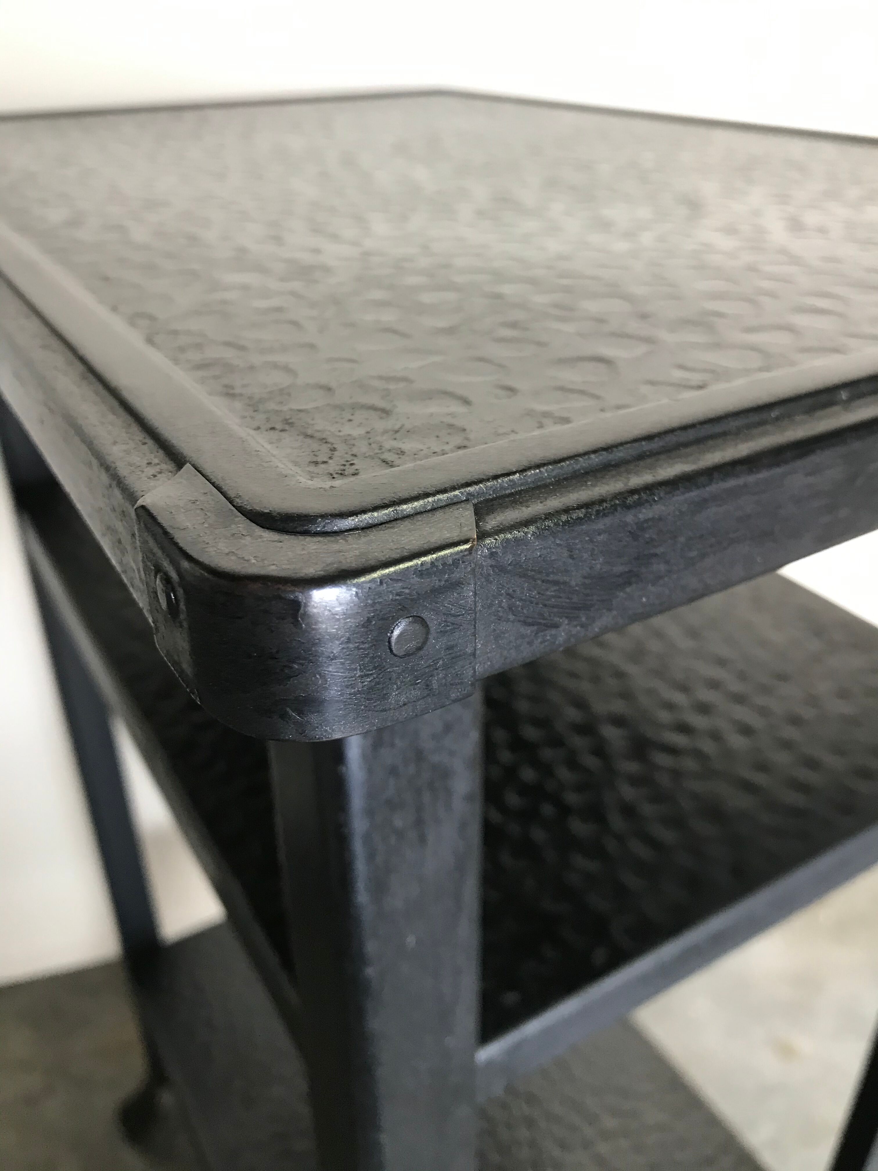 Console table riveted metal 1940 industrial