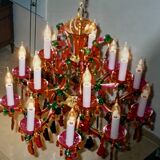 Very large multicolored crystal chandelier