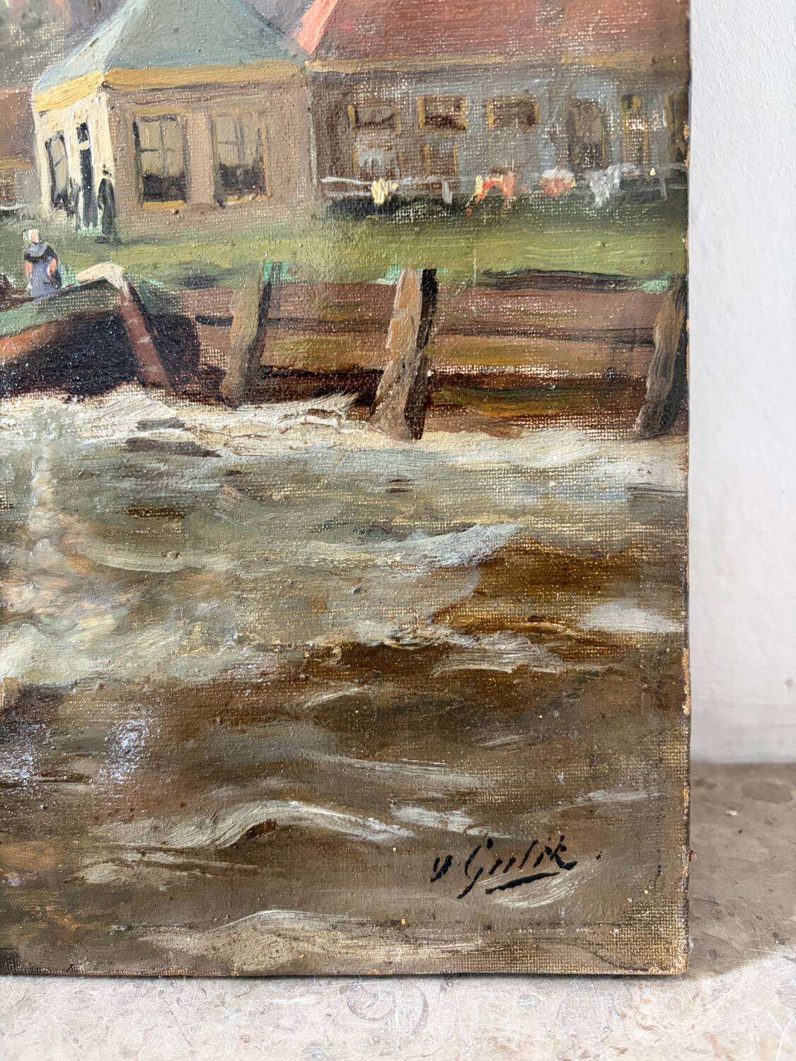 Dutch port scene, early 20th century signed J Gulik