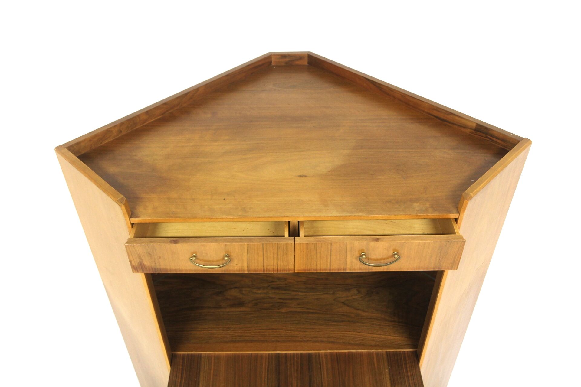 Meuble-bar d'angle scandinave en noyer, Suède, 1940