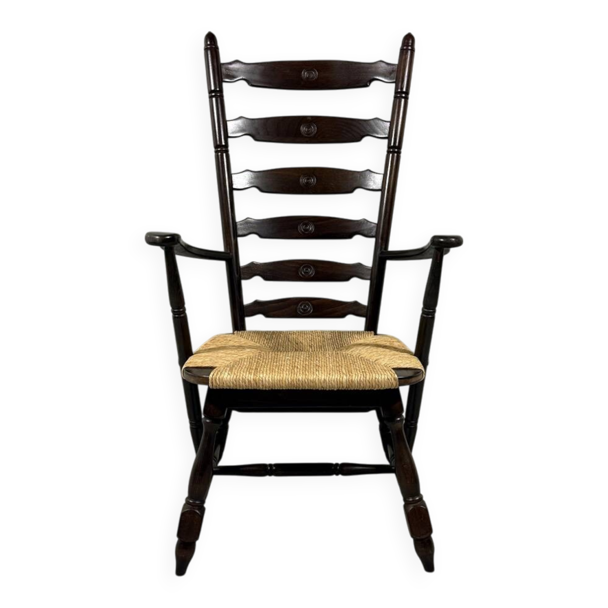 Rustic brutalist high ladder back arm chair 1960’s