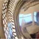 Large openwork basket in silver metal