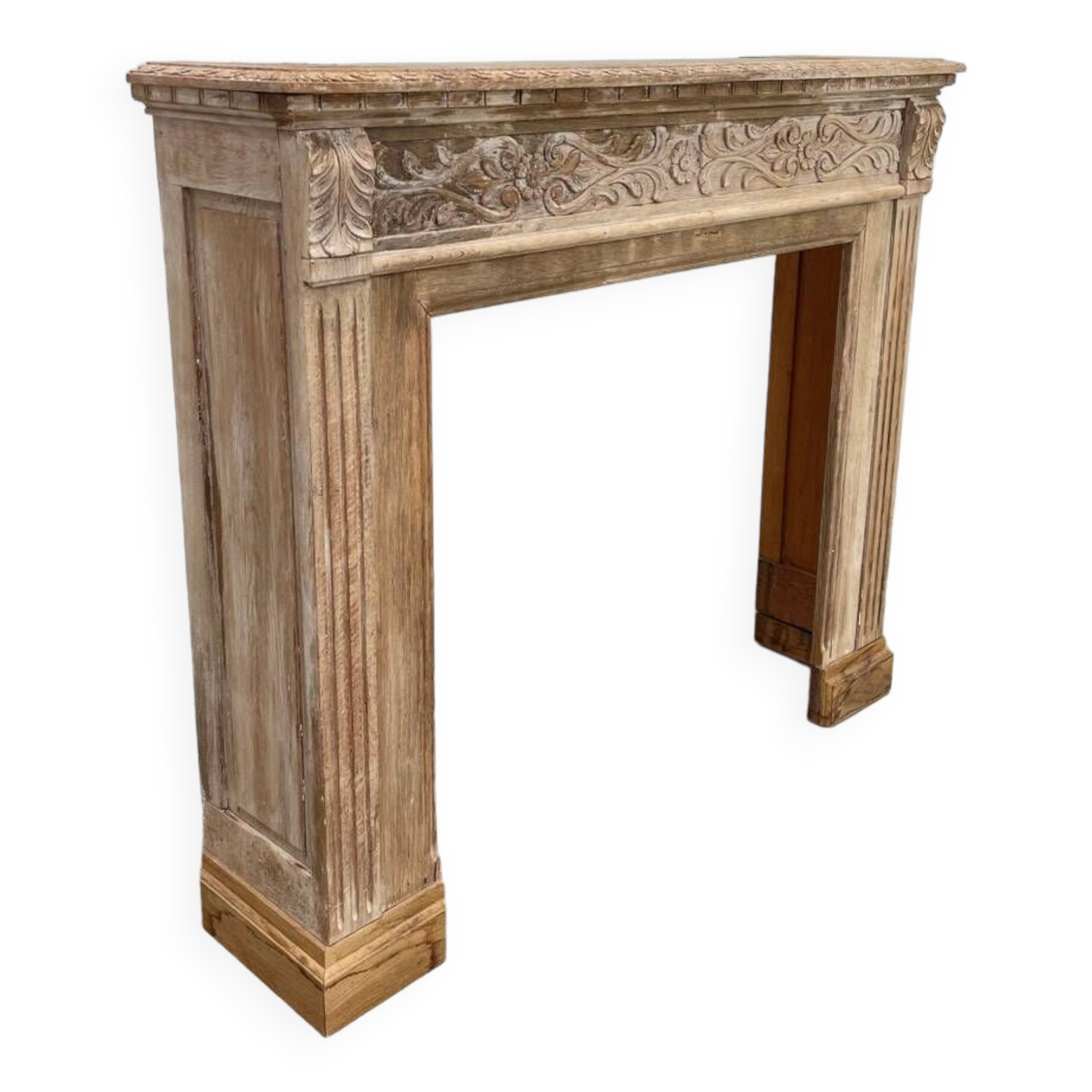 Old solid oak fireplace mantle from the late 19th century