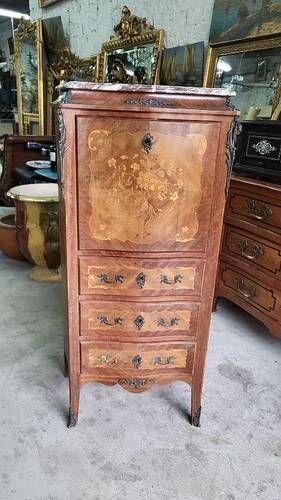 Small antique rosewood secretary with marble top ref je