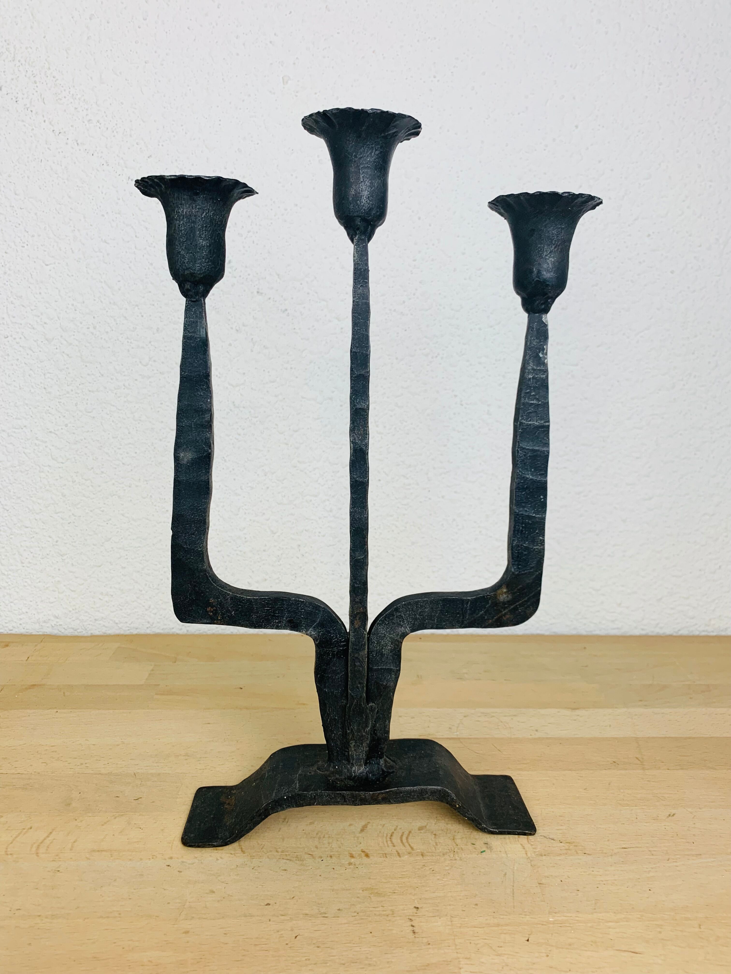 Brutalist wrought iron chandelier