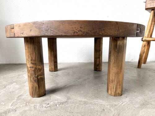 Round brutalist coffee table from the 1950s.