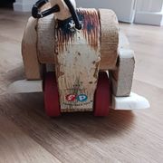 Snoopy wooden pull along dog fisher price