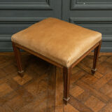 Oak stool early twentieth feet fluted leather top