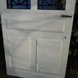 Porte d’entrée ancienne en chêne vitrée grilles en fonte 1925