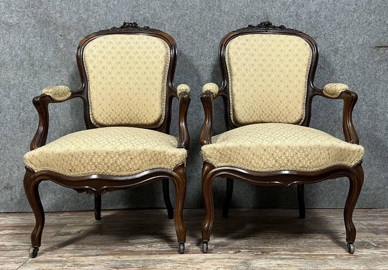 Series of 4 Napoleon III period armchairs in mahogany circa 1850