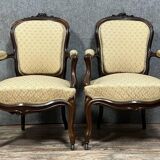 Series of 4 Napoleon III period armchairs in mahogany circa 1850