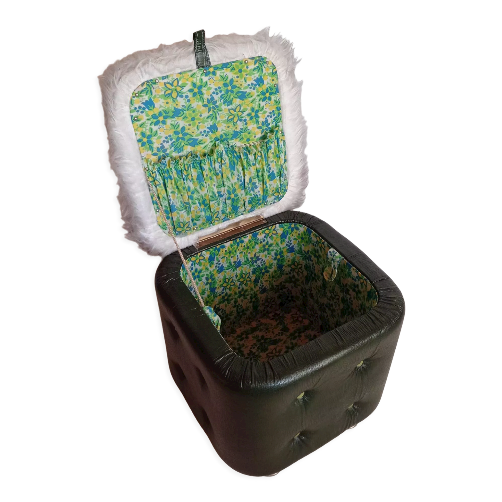 Space pouf with storage from the 70