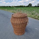 Vintage rattan laundry basket