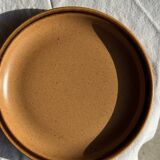 Set of 11 small dessert plates in brown-striped stoneware from Sarreguemines.