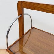 Art Deco serving trolley in oak, chrome & glass, France, 1930