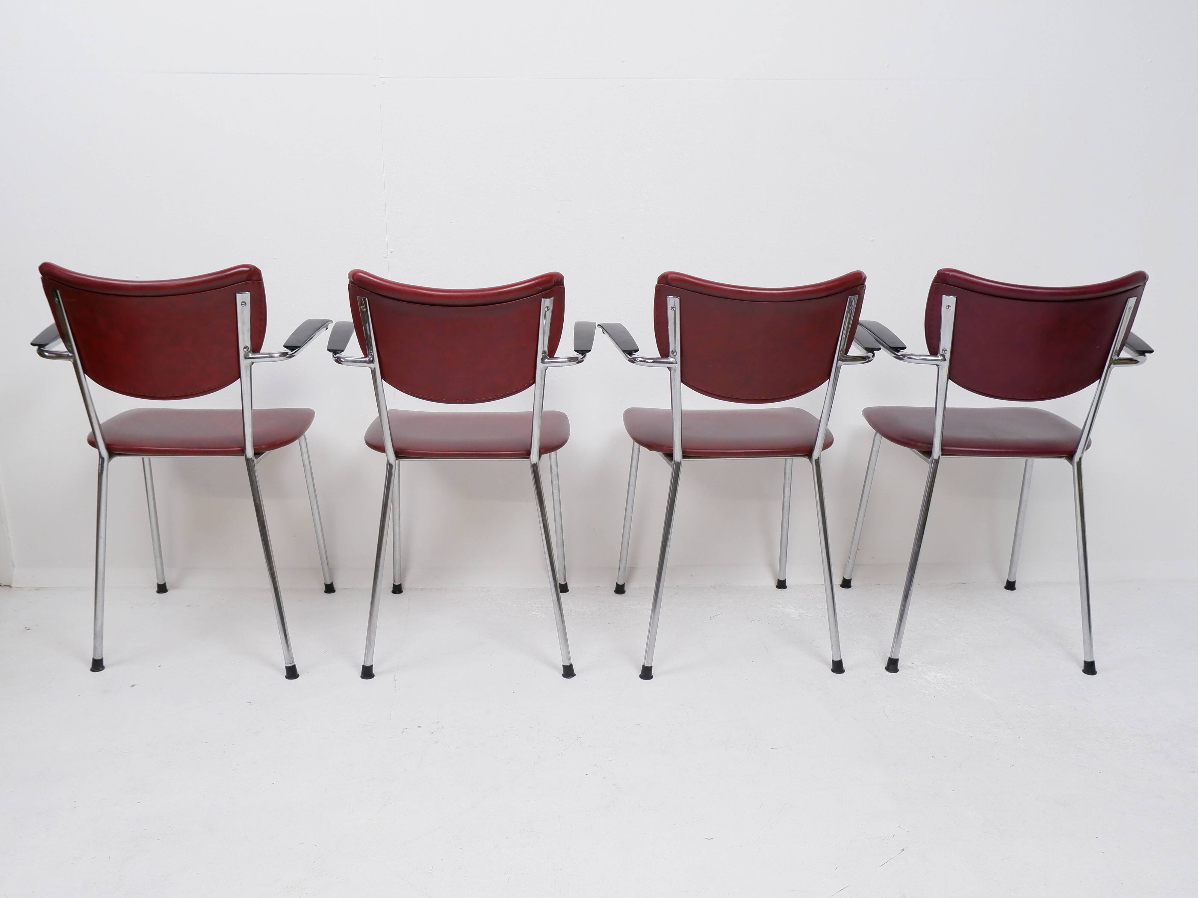 Set of 4 De Wit Dining chairs, 1960s