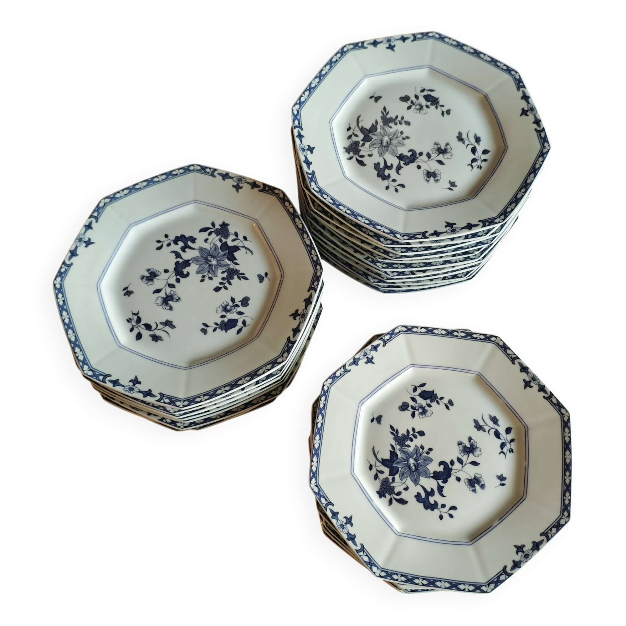 Assiettes porcelaines Raynaud décors Amphitrite compagnie des Indese des q
