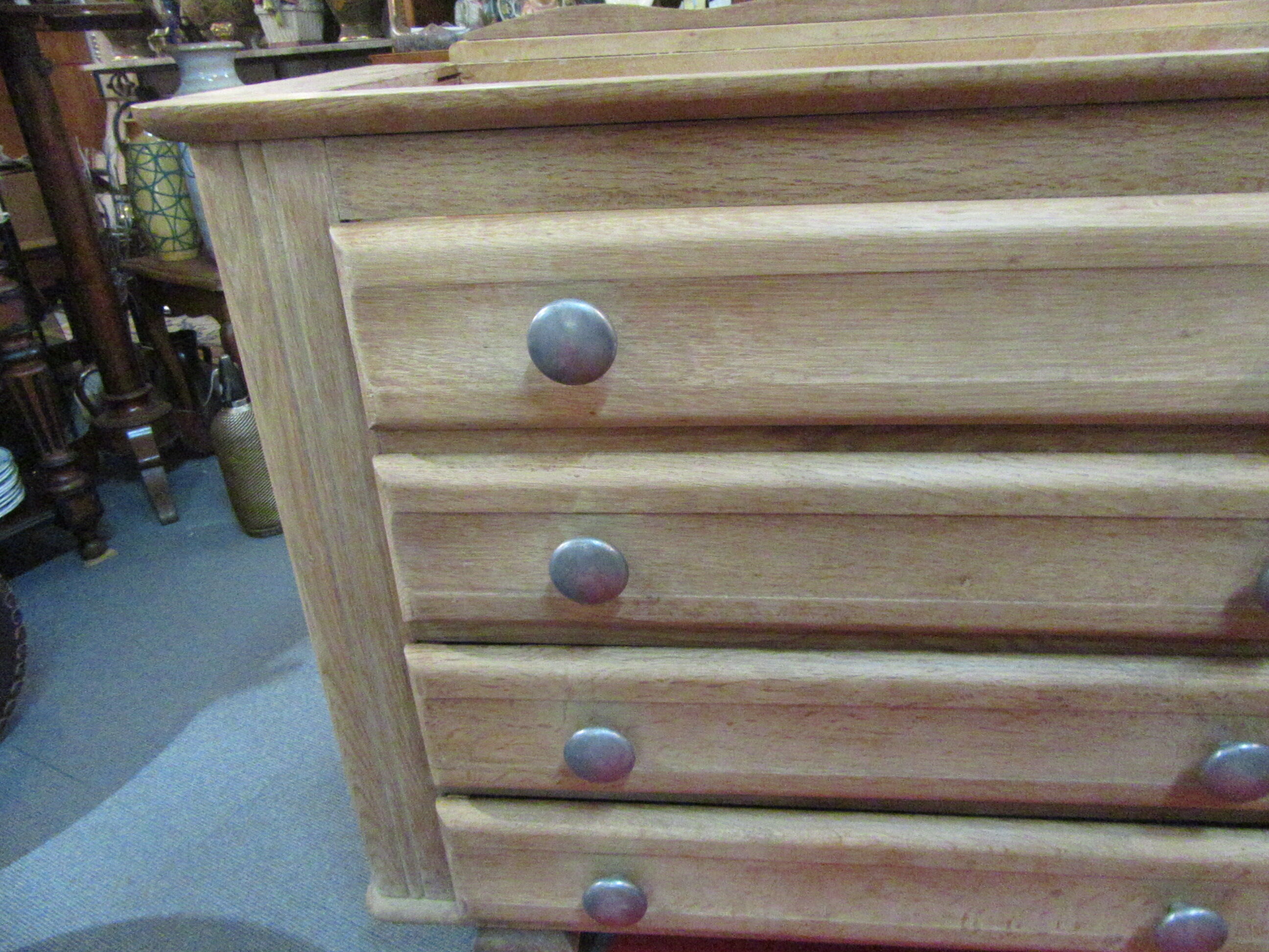 Oak chest of drawers with marble top, 1940-1950