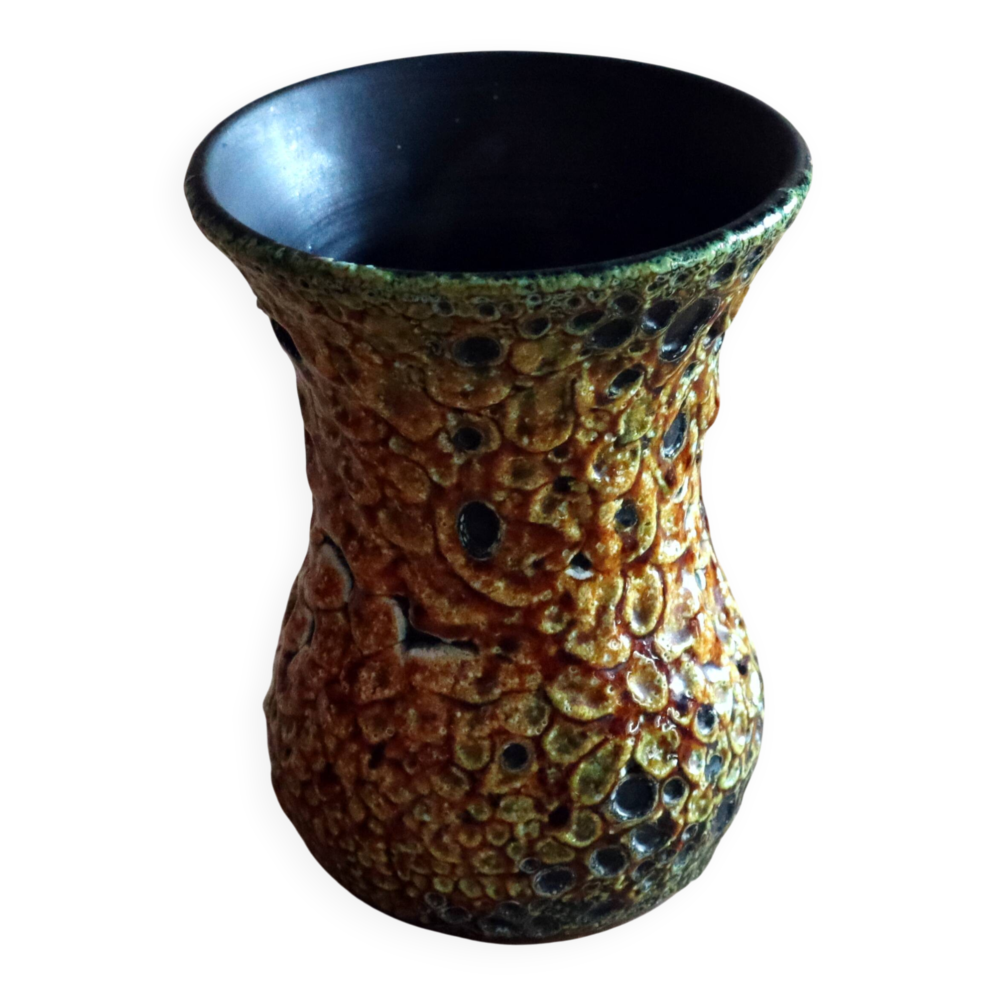 Small ceramic vase "Fat Lava" / "Sea Foam" style Vallauris