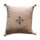Coussin marocain beige à pompon en coton