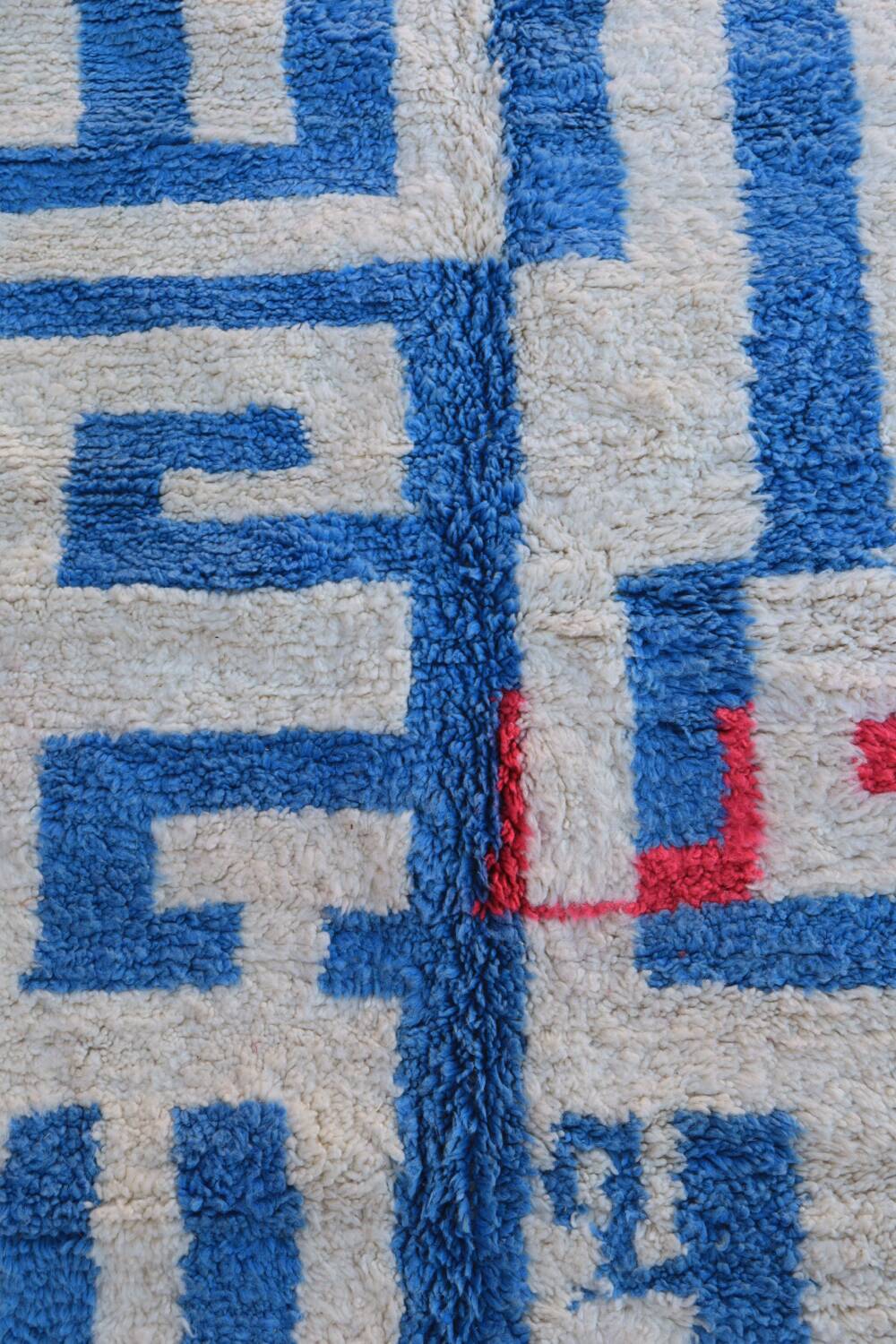 Moroccan Berber blessed ouarain rug modern blue and white