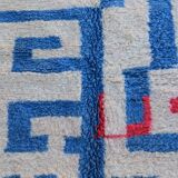 Moroccan Berber blessed ouarain rug modern blue and white