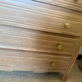 Vintage chest of drawers with oak veneer and gold handles