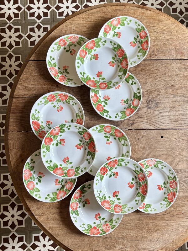 Lot de 11 assiettes creuses vintage Eric de Moulin des Loups