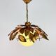 Vintage florentine gold pendant lamp with opaline glass bulb, 1960s