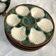 Green and white slip oyster plates