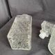 Chiseled glass whiskey service carafe and 6 Italian glasses
