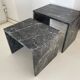 Set of 2 pull-out tables in black/grey marble