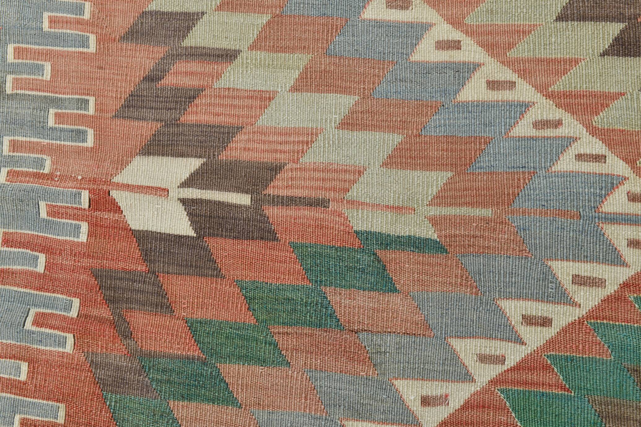 6x10 Decorative Rug, Soft Vintage Kilim Rug, Mint Green Area Kilim Rug,