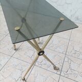 Vintage serving tray in brass and smoked glass 1960