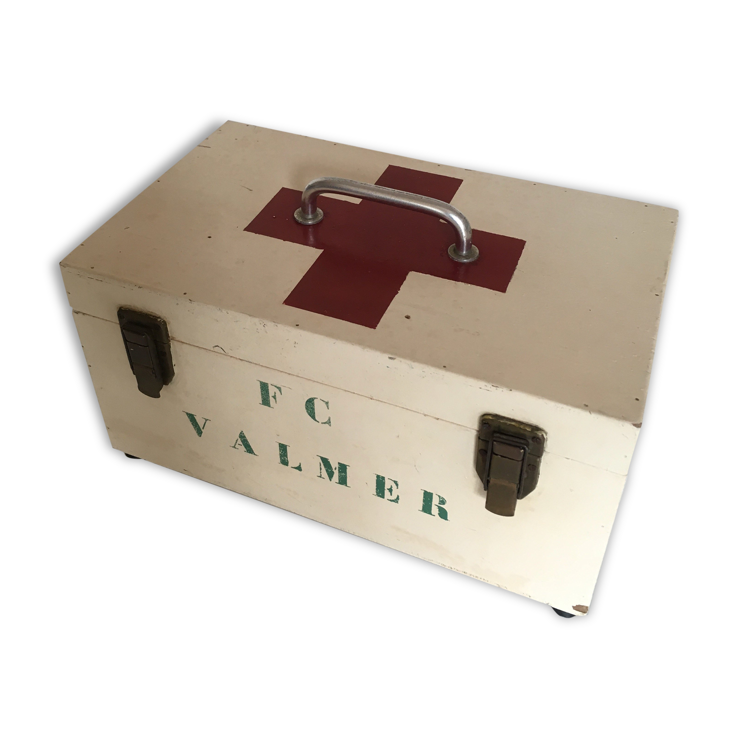 Sports pharmacy box, wooden crate 60s