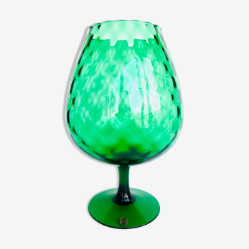 Vase Italie Empoli du milieu du siècle en verre texturé et vert