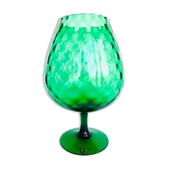 Vase Italie Empoli du milieu du siècle en verre texturé et vert