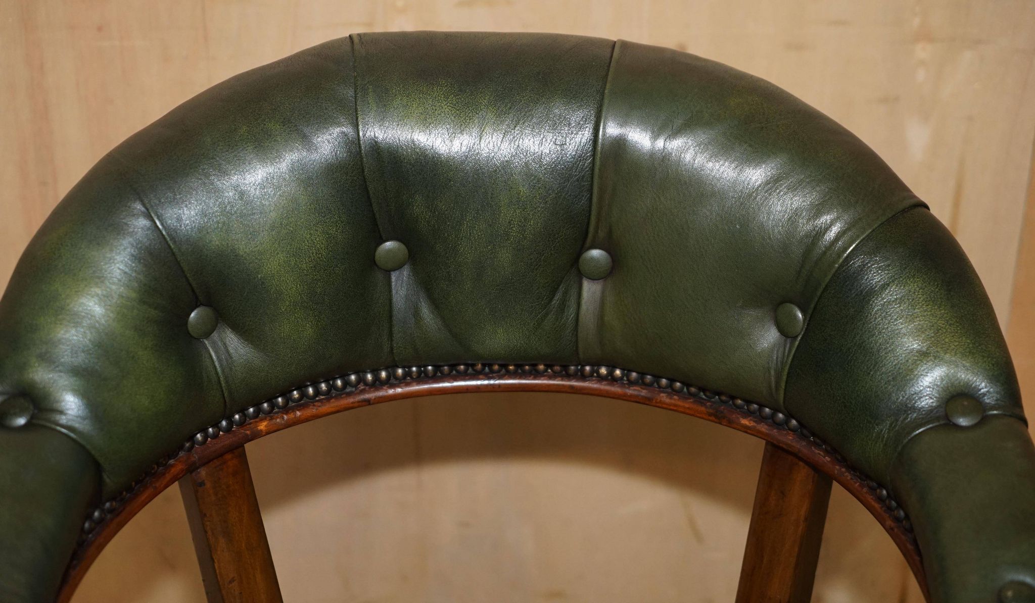 Chaise de capitaine victorienne en acajou et cuir