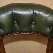Chaise de capitaine victorienne en acajou et cuir