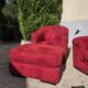 Ensemble un canapé deux fauteuils rouge et un pouf très bon état
