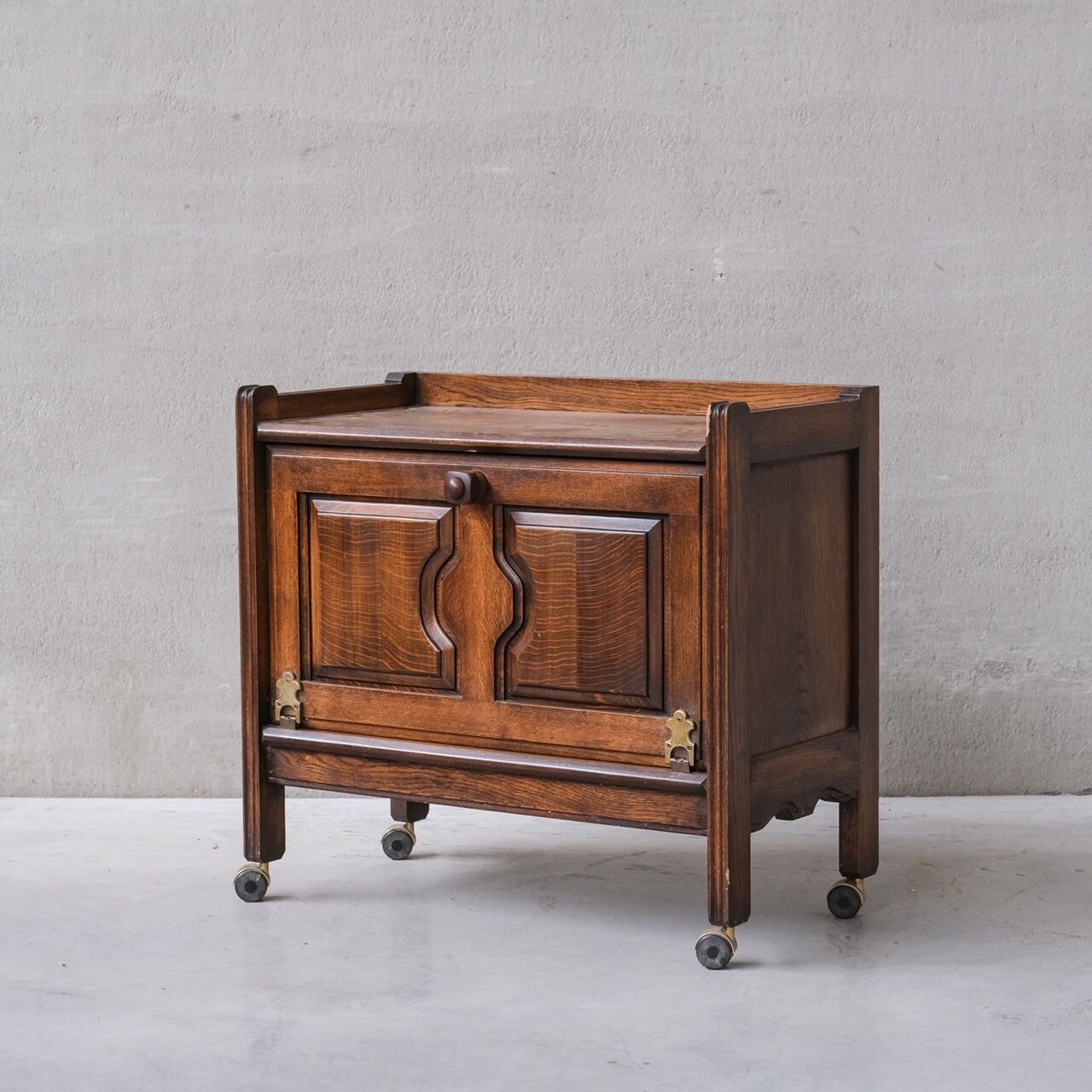 Guillerme et Chambron Oak Mid-Century French Bar Cabinet