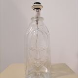 Pied de lampe en verre moulé 3 visages Suède 1960