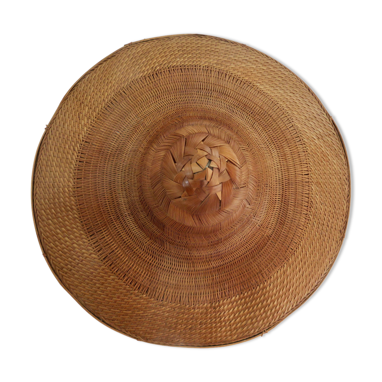 Asian braided wicker hat 70s