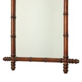 Antique Wooden Faux Bamboo Mirror Facet Cut France 58x78cm