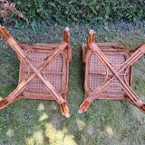 4 Perret and Vibert bamboo and rattan chairs