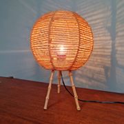 Lampe tripode vintage en corde, années 60