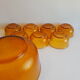Lot salad bowl codec and 7 cups frosted amber glass sierra 70s